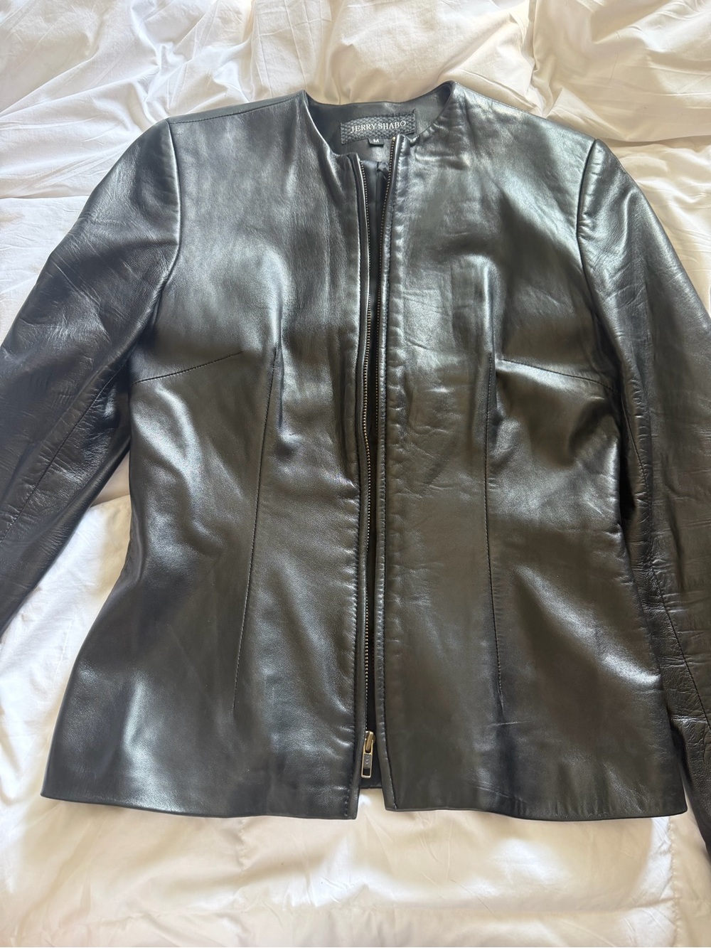 Tailored Sleek Black Leather Zip-Front Women's Jacket